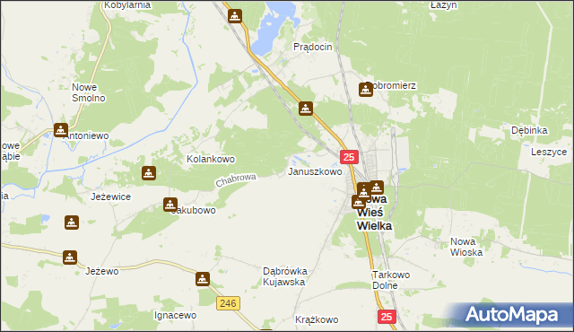 mapa Januszkowo gmina Nowa Wieś Wielka, Januszkowo gmina Nowa Wieś Wielka na mapie Targeo