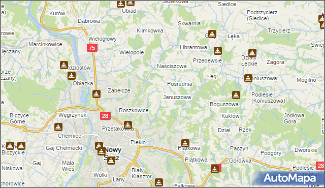 mapa Januszowa, Januszowa na mapie Targeo