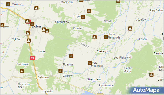 mapa Januszówka gmina Dobra, Januszówka gmina Dobra na mapie Targeo