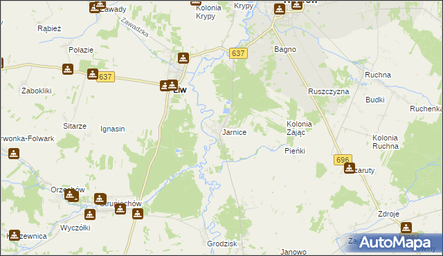 mapa Jarnice, Jarnice na mapie Targeo