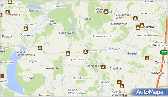 mapa Jarosławice gmina Wolanów, Jarosławice gmina Wolanów na mapie Targeo