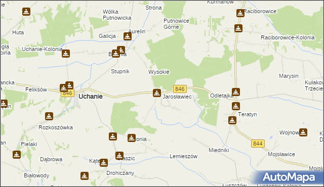 mapa Jarosławiec gmina Uchanie, Jarosławiec gmina Uchanie na mapie Targeo