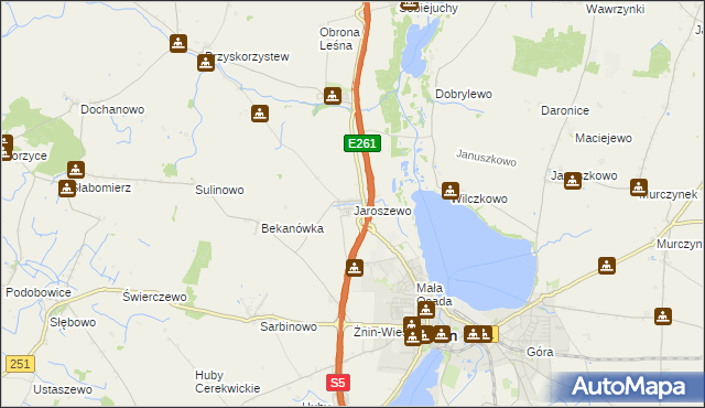 mapa Jaroszewo gmina Żnin, Jaroszewo gmina Żnin na mapie Targeo