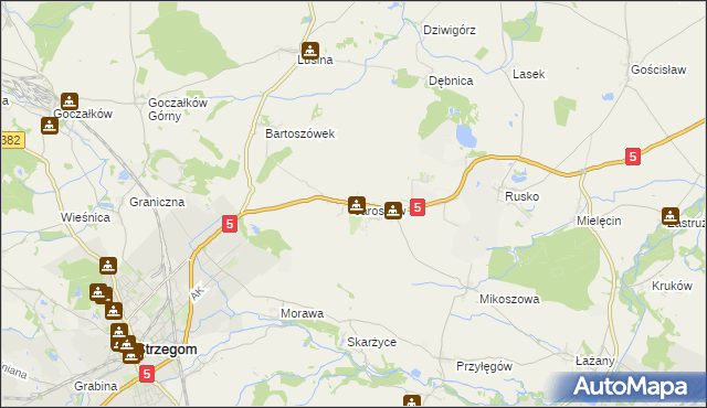 mapa Jaroszów gmina Strzegom, Jaroszów gmina Strzegom na mapie Targeo