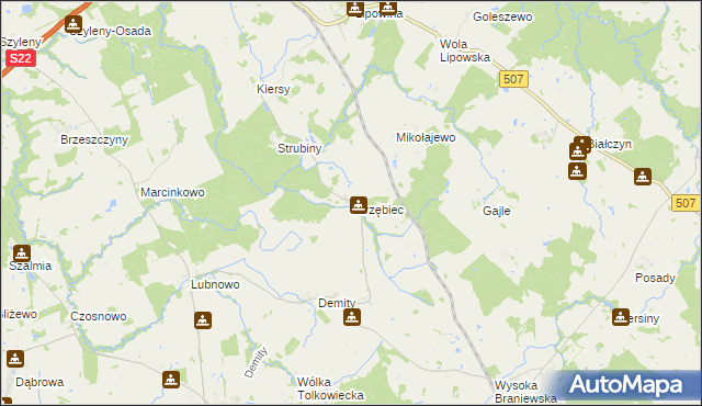 mapa Jarzębiec gmina Płoskinia, Jarzębiec gmina Płoskinia na mapie Targeo