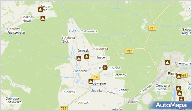 mapa Jaśce, Jaśce na mapie Targeo