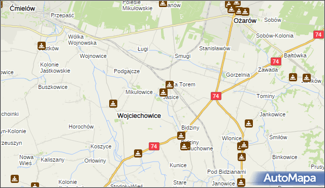 mapa Jasice, Jasice na mapie Targeo