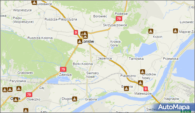 mapa Jasienica gmina Łoniów, Jasienica gmina Łoniów na mapie Targeo