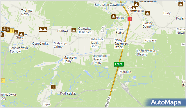 mapa Jasieniec Iłżecki Dolny, Jasieniec Iłżecki Dolny na mapie Targeo