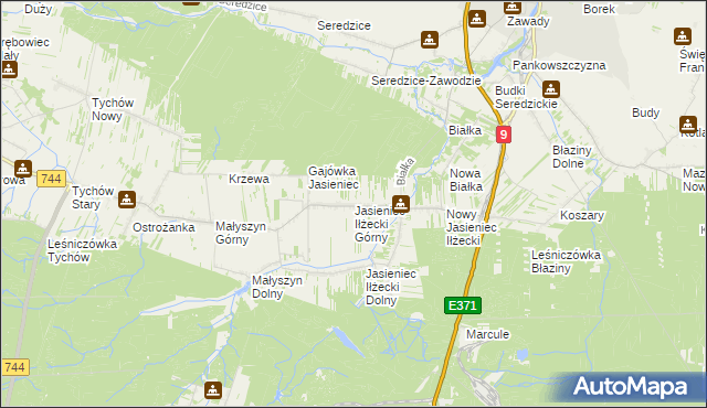 mapa Jasieniec Iłżecki Górny, Jasieniec Iłżecki Górny na mapie Targeo