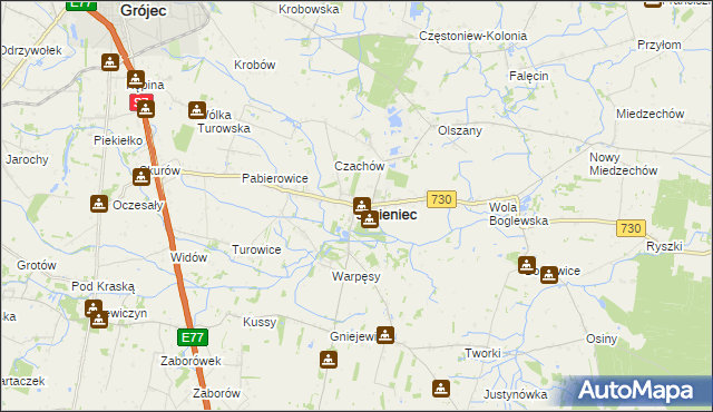 mapa Jasieniec powiat grójecki, Jasieniec powiat grójecki na mapie Targeo