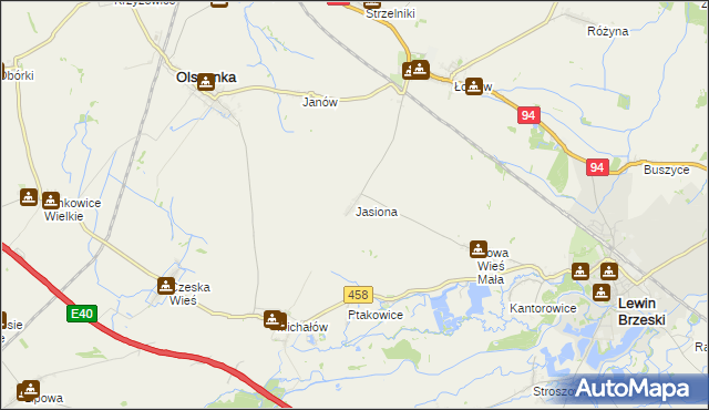 mapa Jasiona gmina Lewin Brzeski, Jasiona gmina Lewin Brzeski na mapie Targeo