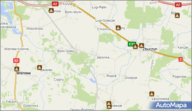 mapa Jasionka gmina Zbuczyn, Jasionka gmina Zbuczyn na mapie Targeo