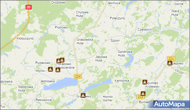 mapa Jasiowa Huta, Jasiowa Huta na mapie Targeo