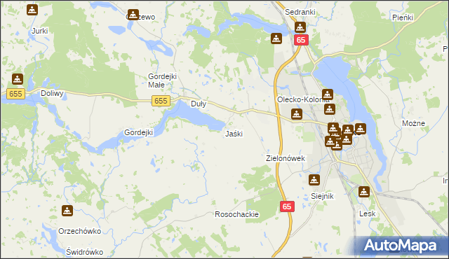 mapa Jaśki gmina Olecko, Jaśki gmina Olecko na mapie Targeo