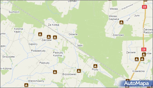 mapa Jaski gmina Radzyń Podlaski, Jaski gmina Radzyń Podlaski na mapie Targeo