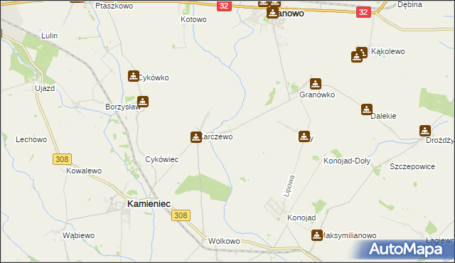 mapa Jaskółki gmina Kamieniec, Jaskółki gmina Kamieniec na mapie Targeo