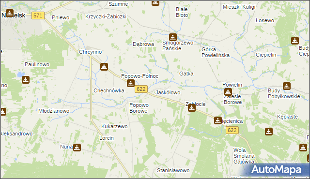 mapa Jaskółowo, Jaskółowo na mapie Targeo