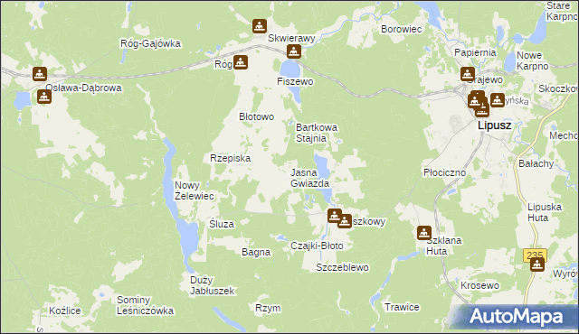 mapa Jasna Gwiazda, Jasna Gwiazda na mapie Targeo