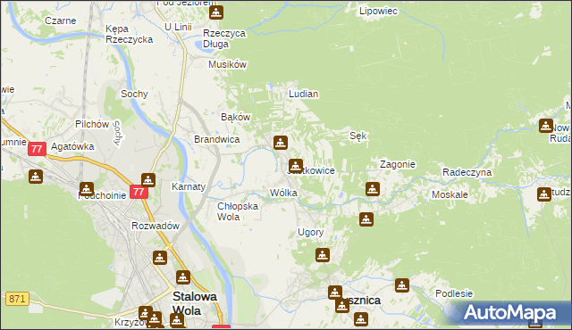 mapa Jastkowice, Jastkowice na mapie Targeo