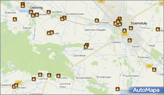 mapa Jastrowo, Jastrowo na mapie Targeo