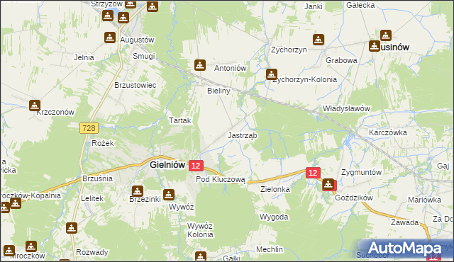 mapa Jastrząb gmina Gielniów, Jastrząb gmina Gielniów na mapie Targeo