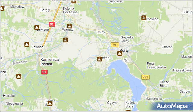 mapa Jastrząb gmina Poraj, Jastrząb gmina Poraj na mapie Targeo