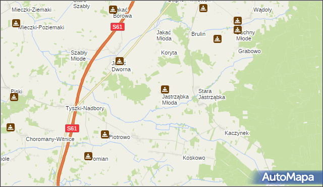 mapa Jastrząbka Młoda, Jastrząbka Młoda na mapie Targeo