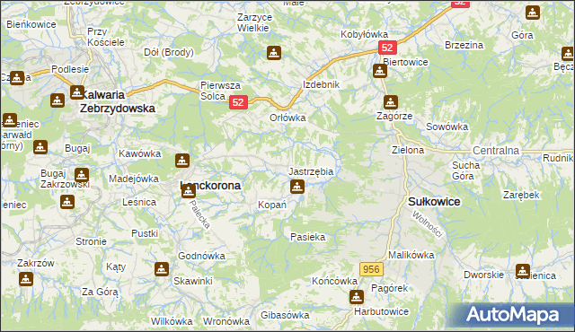 mapa Jastrzębia gmina Lanckorona, Jastrzębia gmina Lanckorona na mapie Targeo