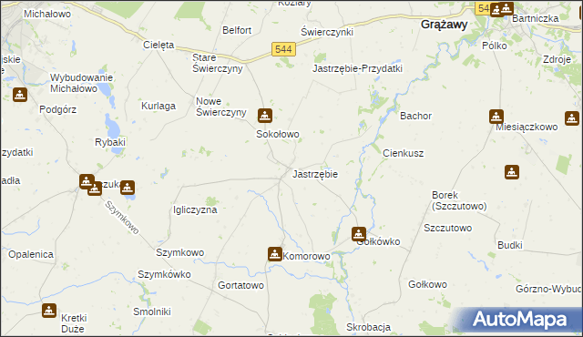 mapa Jastrzębie gmina Bartniczka, Jastrzębie gmina Bartniczka na mapie Targeo