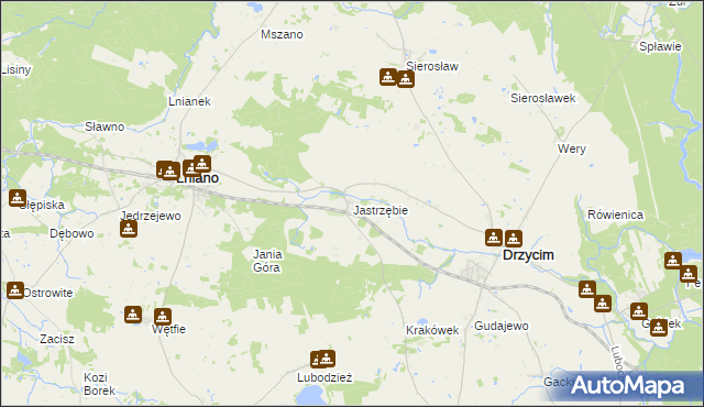 mapa Jastrzębie gmina Drzycim, Jastrzębie gmina Drzycim na mapie Targeo