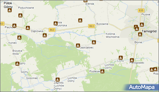 mapa Jastrzębiec gmina Kuryłówka, Jastrzębiec gmina Kuryłówka na mapie Targeo