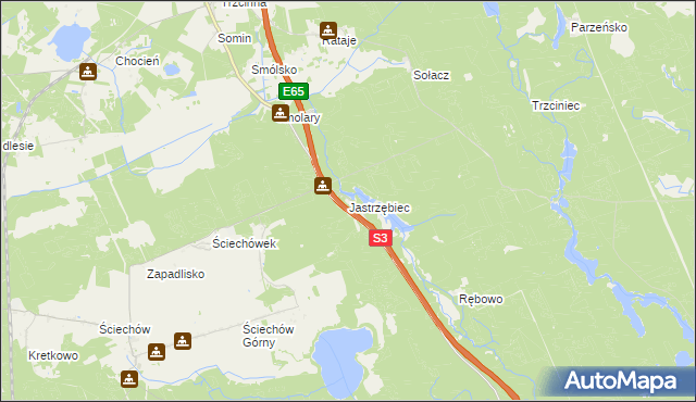 mapa Jastrzębiec gmina Lubiszyn, Jastrzębiec gmina Lubiszyn na mapie Targeo