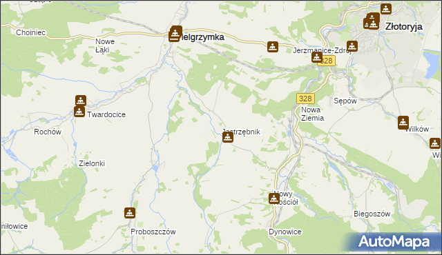 mapa Jastrzębnik gmina Pielgrzymka, Jastrzębnik gmina Pielgrzymka na mapie Targeo