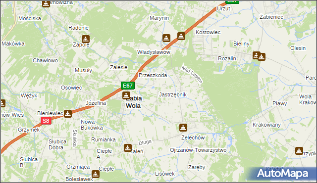 mapa Jastrzębnik gmina Żabia Wola, Jastrzębnik gmina Żabia Wola na mapie Targeo