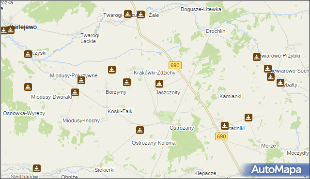 mapa Jaszczołty, Jaszczołty na mapie Targeo