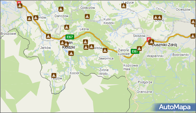 mapa Jawornica gmina Lewin Kłodzki, Jawornica gmina Lewin Kłodzki na mapie Targeo