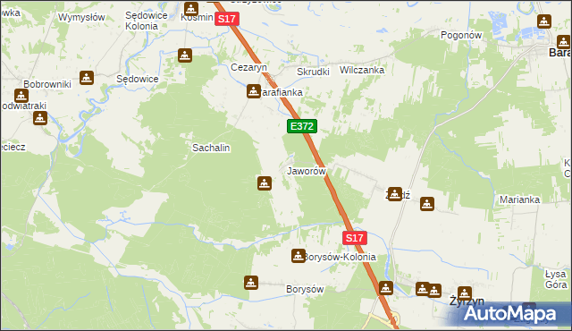 mapa Jaworów gmina Żyrzyn, Jaworów gmina Żyrzyn na mapie Targeo