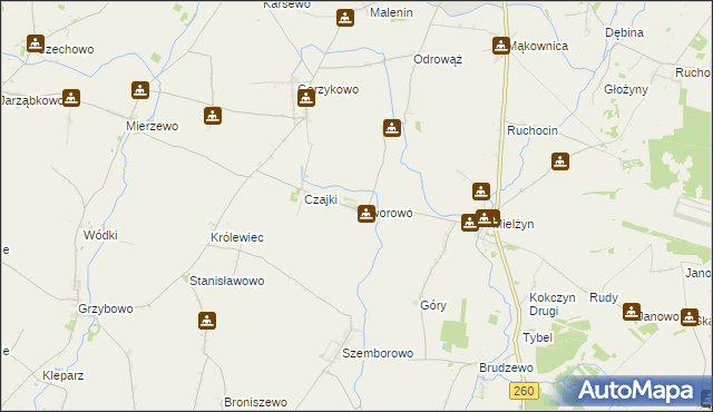 mapa Jaworowo gmina Witkowo, Jaworowo gmina Witkowo na mapie Targeo