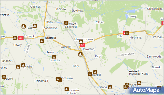 mapa Jaworzno gmina Rudniki, Jaworzno gmina Rudniki na mapie Targeo