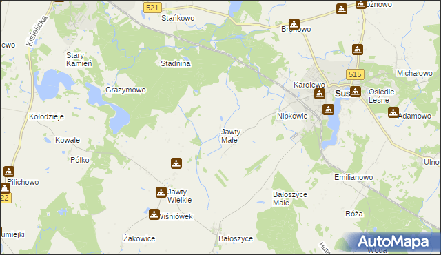 mapa Jawty Małe, Jawty Małe na mapie Targeo