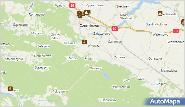 mapa Jaźwiny gmina Czernikowo, Jaźwiny gmina Czernikowo na mapie Targeo