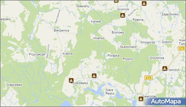 mapa Jaźwiny gmina Połczyn-Zdrój, Jaźwiny gmina Połczyn-Zdrój na mapie Targeo