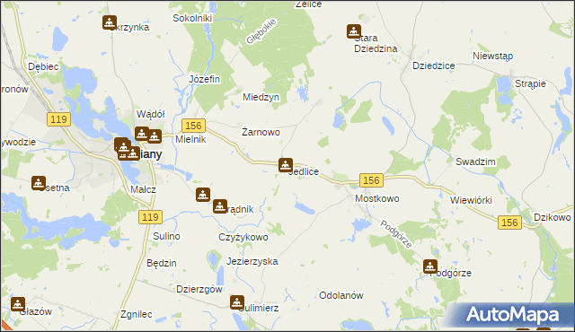 mapa Jedlice gmina Lipiany, Jedlice gmina Lipiany na mapie Targeo