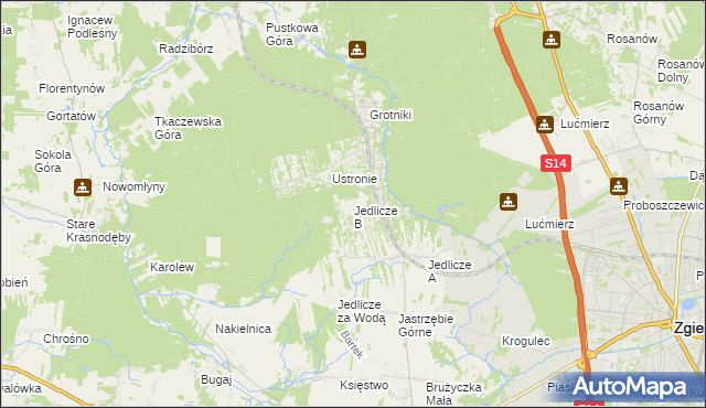 mapa Jedlicze B, Jedlicze B na mapie Targeo