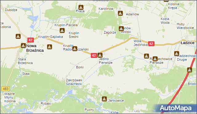 mapa Jedlno Pierwsze, Jedlno Pierwsze na mapie Targeo