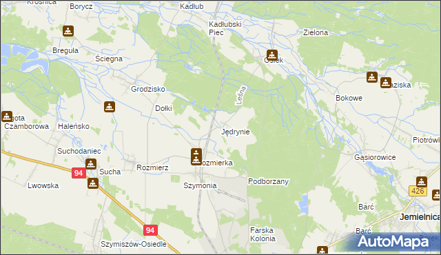 mapa Jędrynie, Jędrynie na mapie Targeo