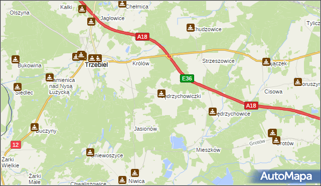 mapa Jędrzychowiczki, Jędrzychowiczki na mapie Targeo