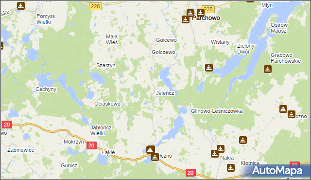 mapa Jeleńcz gmina Parchowo, Jeleńcz gmina Parchowo na mapie Targeo