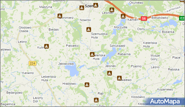 mapa Jeleńska Huta, Jeleńska Huta na mapie Targeo